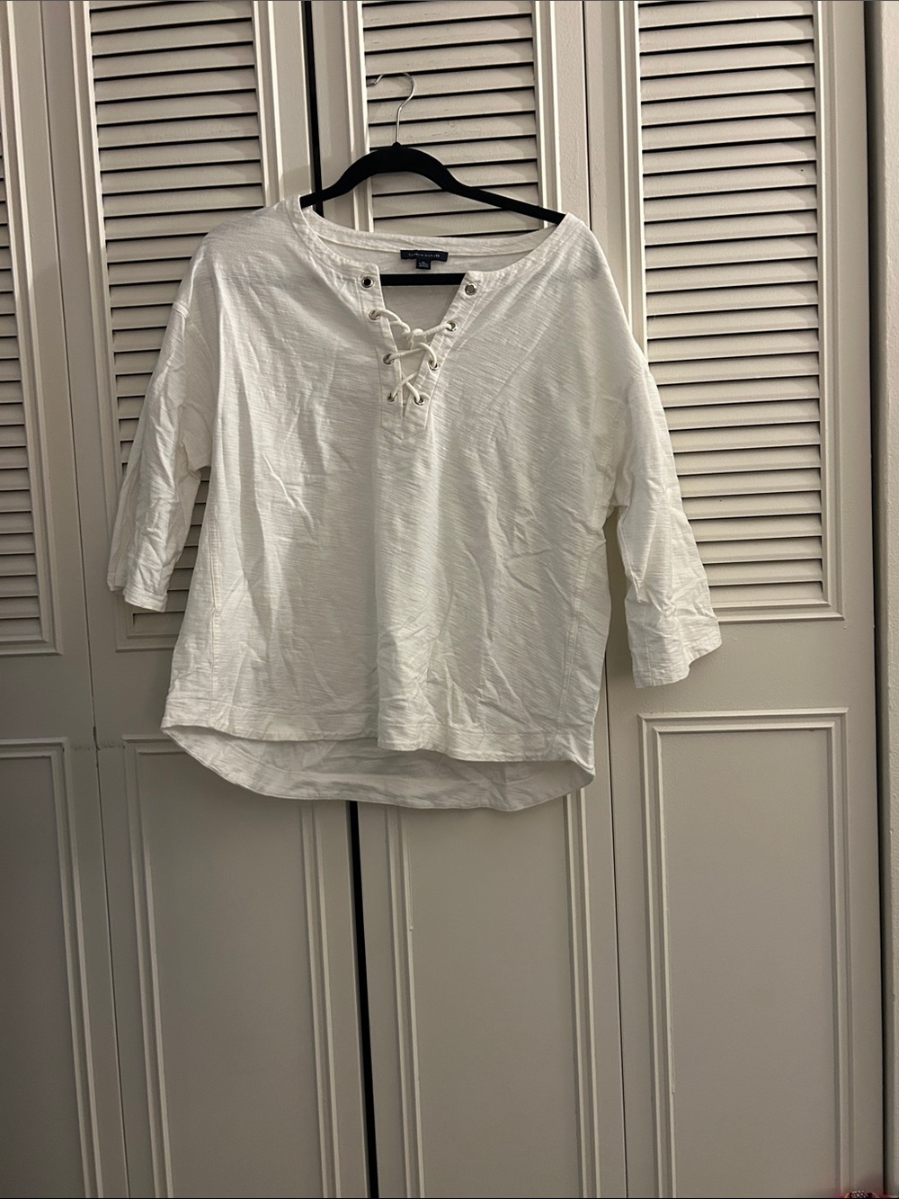 Tommy Hilfiger White Lace-Up Cotton Tunic Top